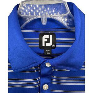 FootJoy Men's Medium Blue White Stripe Short‎ Sleeve Golf Polo Shirt Performance